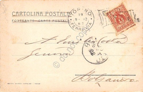 Cartolina Torino Ponte in pietra e Gran Madre 1902