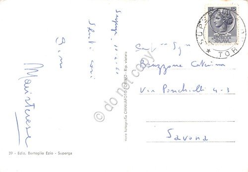 Cartolina Torino Superga vista aerea colorata 1960 | Immagine Gallery 2