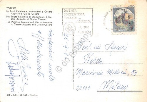 Cartolina Torino Torri Palatine Timbro a targhetta Correntista Ed SACAT … | Immagine Gallery 1