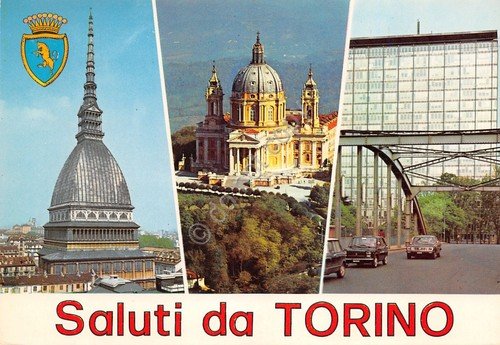 Cartolina Torino vedute varie Mole Superga Palazzo della Rai auto … | Immagine principale