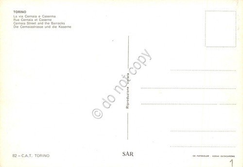 Cartolina Torino Via Cernaia e Caserma ED CAT SAR Auto | Immagine Gallery 2