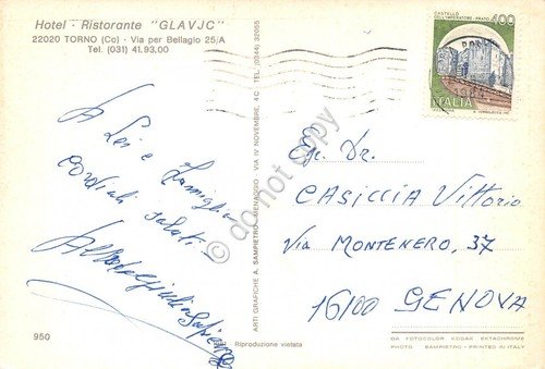 Cartolina Torno Como Hotel Glavjc 1984 | Immagine Gallery 2