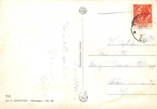 Cartolina Torno Panorama barca 1951 (Como)