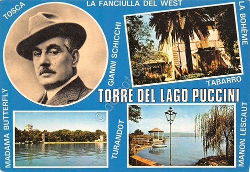 Cartolina Torre del Lago Puccini vedute opere Puccini 1976 (Lucca)
