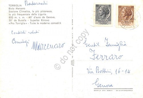 Cartolina Torriglia Bivio Marzano 1971