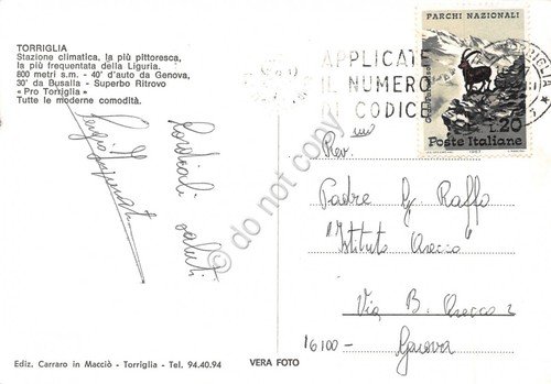 Cartolina Torriglia Località Prato panorama 1967