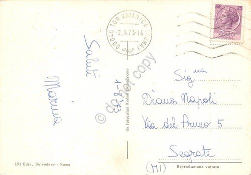 Cartolina Torvaianica 4 vedute Hotel Miramare bar animata