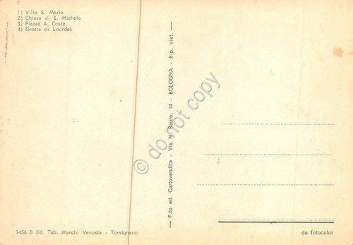 Cartolina Tossignano vedute Villa S. Maria Chiesa S. Michele Piazza …