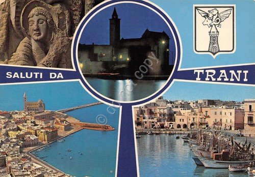 Cartolina Trani 5 vedute (Bari)