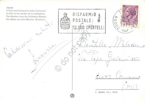 Cartolina Trani Porto dal campanile della Cattedrale 1971 (Bari) | Immagine Gallery 2