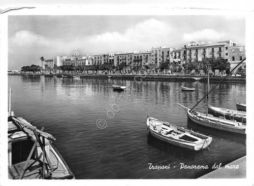 Cartolina Trapani panorama dal mare 1958 | Immagine principale