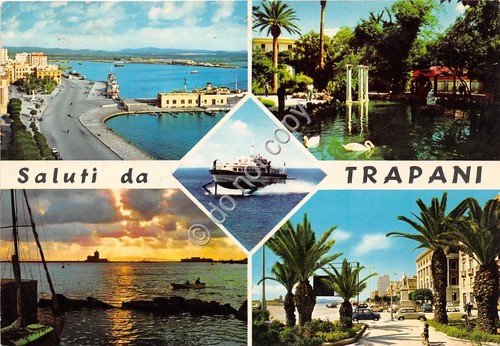 Cartolina Trapani Saluti da Vedutine (Altre tematiche)