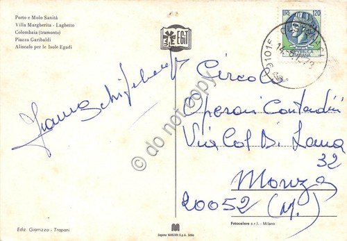 Cartolina Trapani Saluti da Vedutine (Altre tematiche)