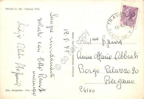 Cartolina Traves Frazione Villa Panorama 1973 piega a sin