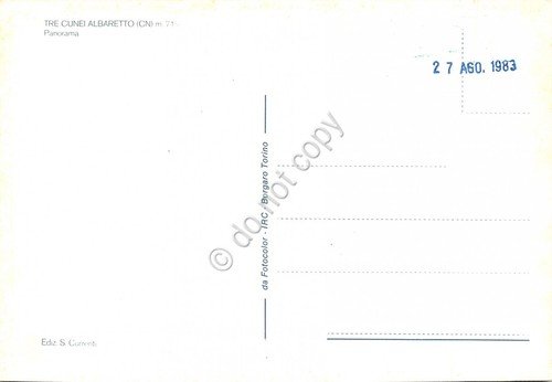 Cartolina Tre Cunei Albaretto panorama 1983