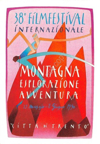 Cartolina Trento 38 film festival montagna timbro filatelico 1990