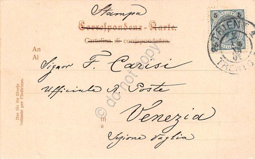 Cartolina Trento Abside del Duomo 1902 affrancatura 5 Heller