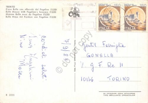 Cartolina Trento Casa Rella con affreschi del Fogolino 1983 insegna …