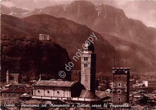 Cartolina Trento Panorama verso Paganella Monumento a Battisti 1949 | Immagine principale