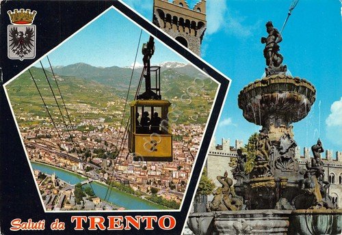 Cartolina Trento vedute varie funivia 1975 | Immagine principale