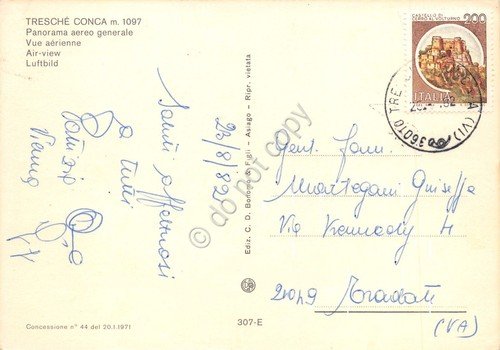 Cartolina Treschè Conca panorama aereo paese 1982 | Immagine Gallery 2