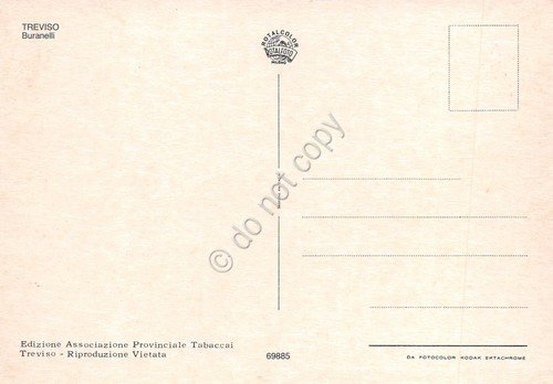 Cartolina Treviso Buranelli fiume case anni '70