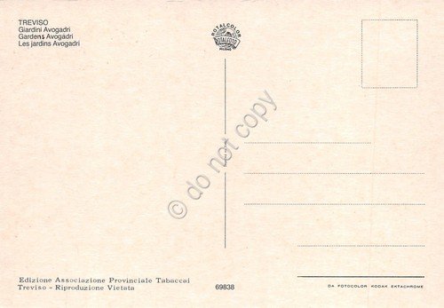 Cartolina Treviso Giardini Avogadri anni '70