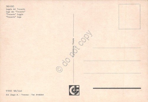 Cartolina Treviso Loggio dei Trecento bar tavolini animata anni '70