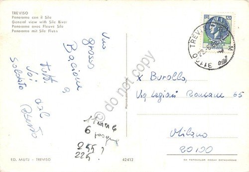Cartolina Treviso Panorama con il Sile 1988