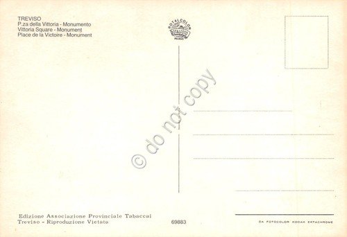 Cartolina Treviso Piazza della Vittoria monumento anni '70 | Immagine Gallery 2