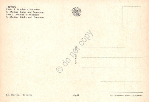 Cartolina Treviso Ponte S. Martino panorama case fiume auto anni …