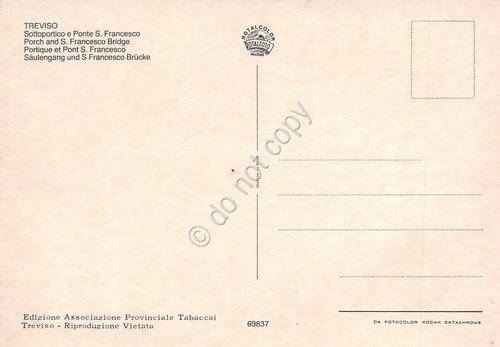 Cartolina Treviso Ponte San Francesco e Sottoportico anni '70