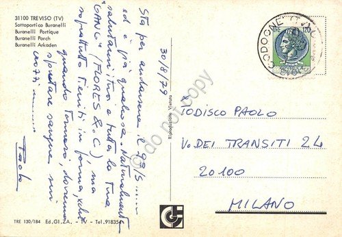 Cartolina Treviso Sottoportico Buranelli 1979 | Immagine Gallery 2