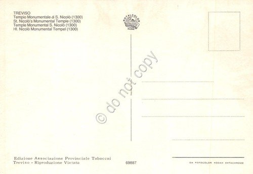 Cartolina Treviso Tempio Monumentale S. Nicolò fiume anni '70