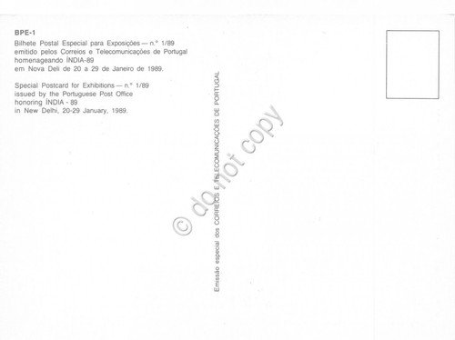 Cartolina Tribute of the Portuguese Post Office Nova Deli 1989 | Immagine Gallery 2