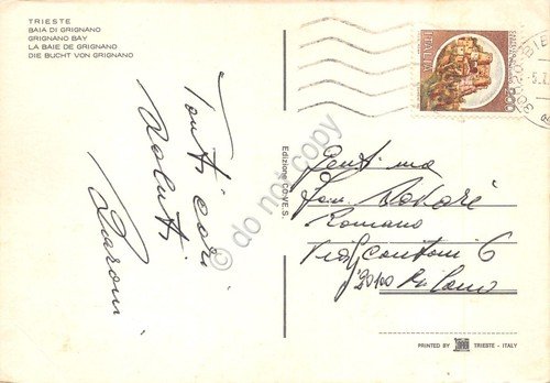 Cartolina Trieste Baia di Grignano panorama dall'alto