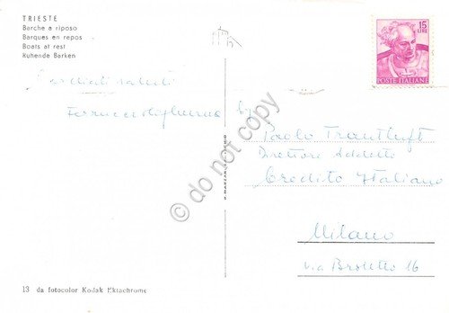 Cartolina Trieste Barche a riposo anni '60 | Immagine Gallery 2