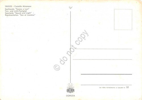 Cartolina Trieste Castello Miramare Notturno