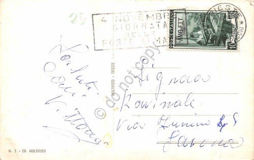 Cartolina Trieste Castello Miramare Timbro Forze Armate 4 Nov anni …