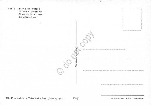 Cartolina Trieste faro della Vittoria Trattoria | Immagine Gallery 2