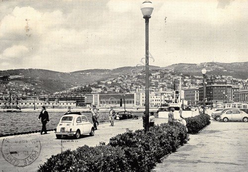 Cartolina Trieste Idroscalo e Panorama Fiat 500 1963 Timbro PT | Immagine principale