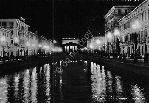 Cartolina Trieste il canale Notturno