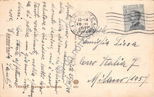 Cartolina Trieste Panorama da Barcola 1928 | Immagine Gallery 2