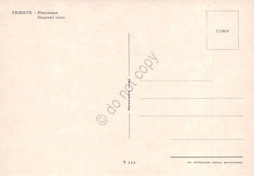 Cartolina Trieste panorama generale con costa anni '80
