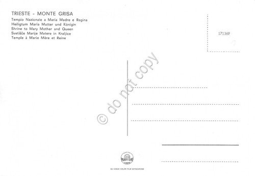 Cartolina Trieste tempio a Maria Madre e Regina 4 vedute