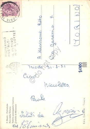 Cartolina Trieste vedute timbro a targhetta Risparmio postale 1971 | Immagine Gallery 2