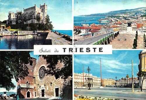 Cartolina Trieste vedute Timbro Cattedrale S. Giusto e Timbro Postale … | Immagine principale