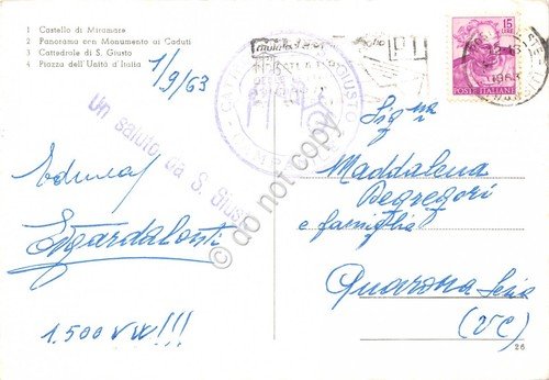Cartolina Trieste vedute Timbro Cattedrale S. Giusto e Timbro Postale … | Immagine Gallery 2