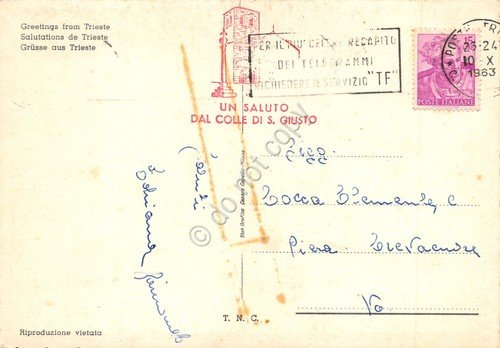 Cartolina Trieste vedute timbro postale timbro S. Giorgio 1963 | Immagine Gallery 2