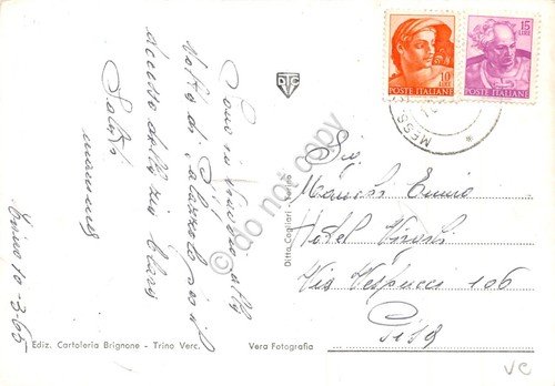 Cartolina Trino Vercellese Giardini e Monumento ai Caduti case colorata … | Immagine Gallery 2